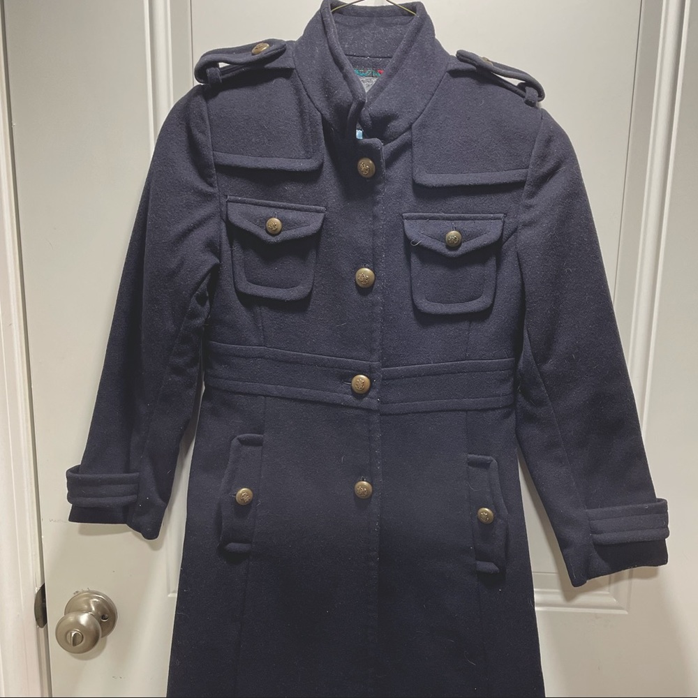 Vintage Rothschild Military Style Girls Winter Coat in Navy Sz 12